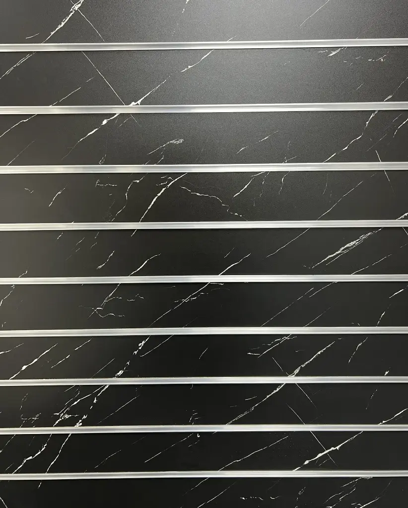 MELAMINE MDF WITH GROOVES (SLATWALL) BLACK MARBLE /YZ9080-2