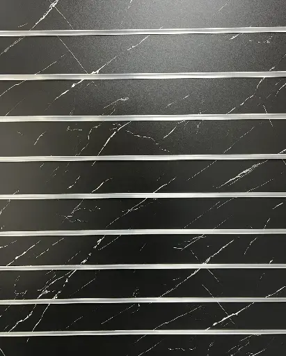 [PS102] MELAMINE MDF WITH GROOVES (SLATWALL) BLACK MARBLE /YZ9080-2